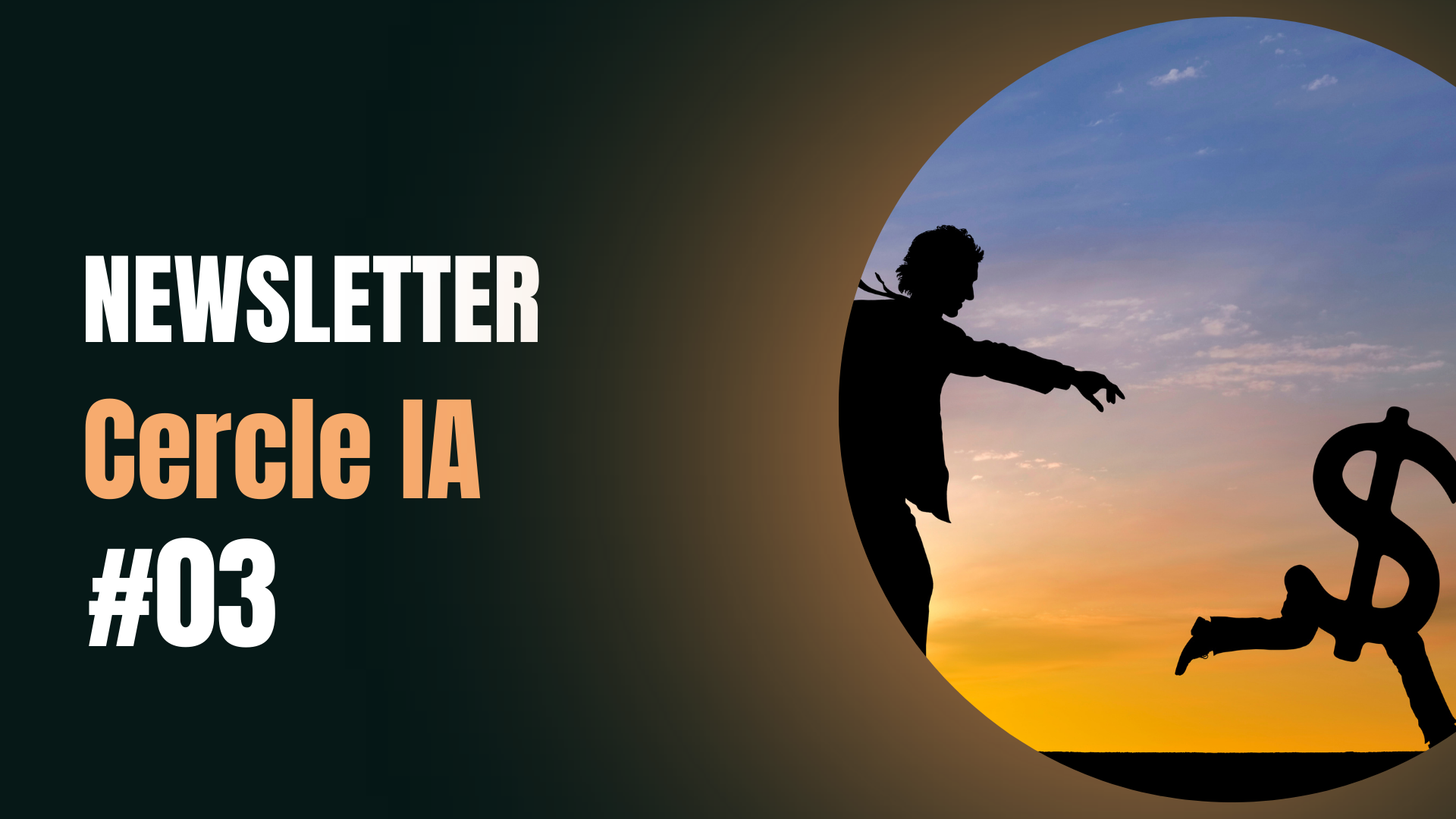 a silhouette of a man pointing at a sunset